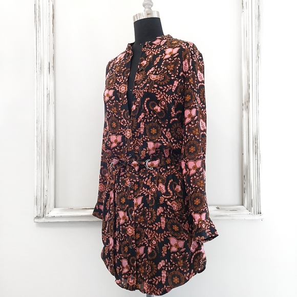 NWOT A.L.C. 70s Silk Sacha Floral Paisley Print Shirt Dress - Picture 7 of 16